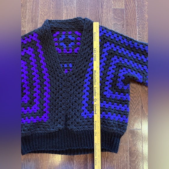 Black, Purple Blue Crochet Cardigan. Handmade. - Picture 4 of 8